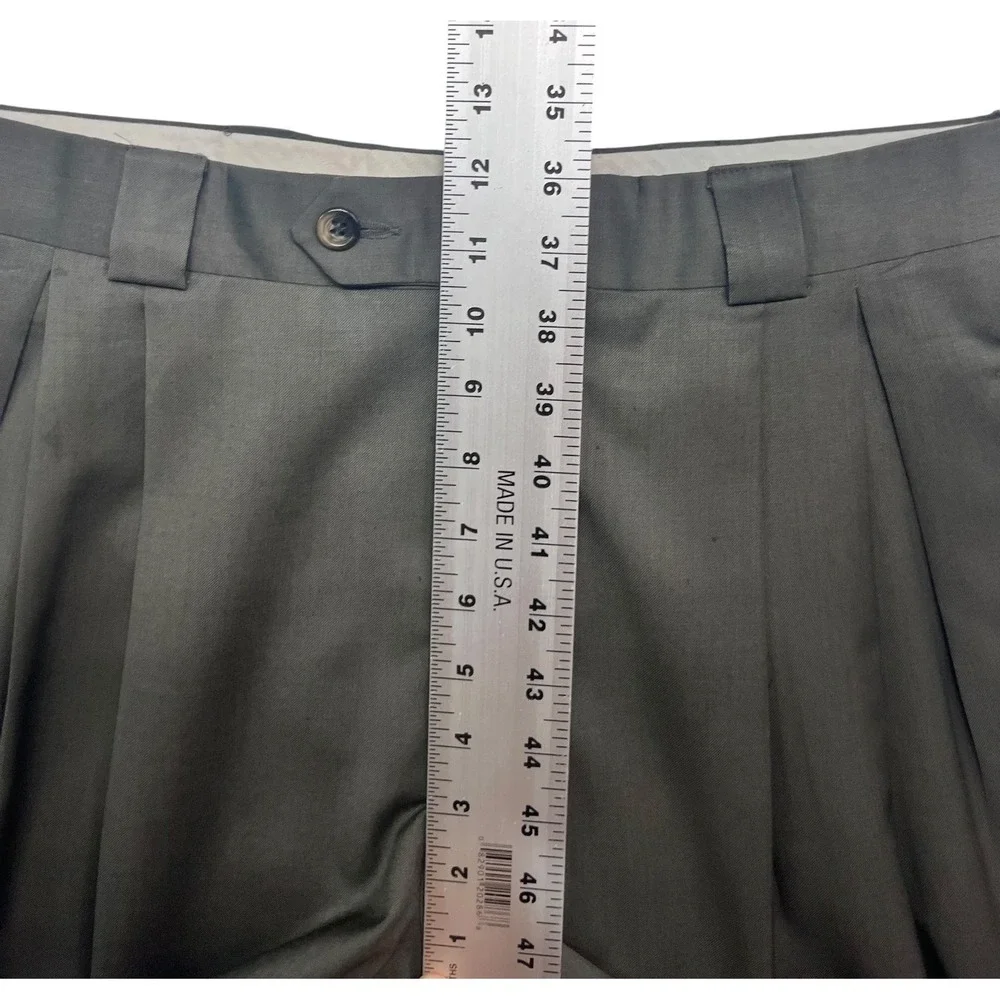 vtg Emanuel Ungaro 32x30 Olive Green Dress Suit Pants Wool Pleated High Waisted